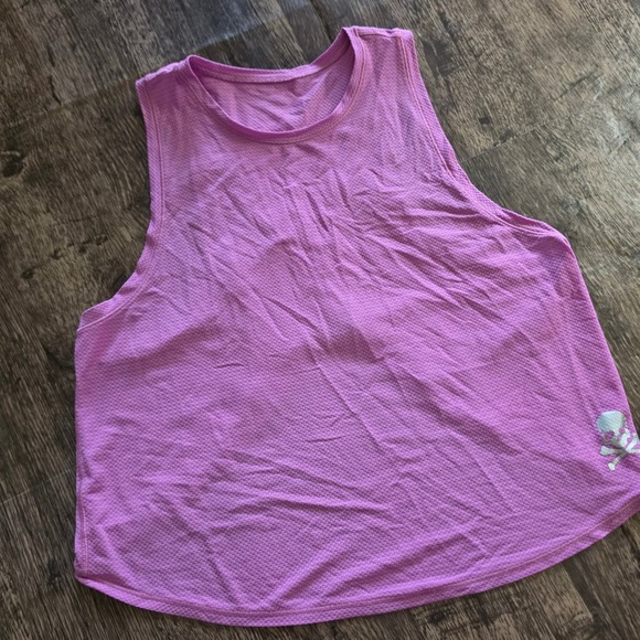 Lululemon Tops - LULULEMON Tank Top Womens 4 Purple Skull Graphic Open Back Crop Mesh